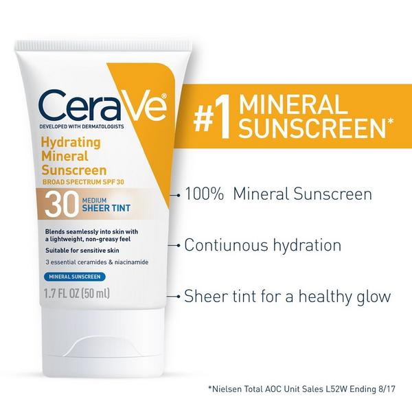 Ulta CeraVe  Hydrating Mineral Sunscreen Face Lotion With Sheer Tint SPF 30