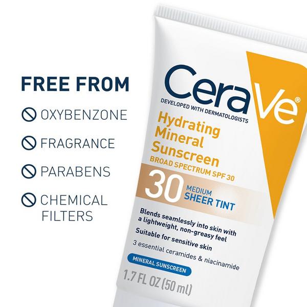Ulta CeraVe  Hydrating Mineral Sunscreen Face Lotion With Sheer Tint SPF 30
