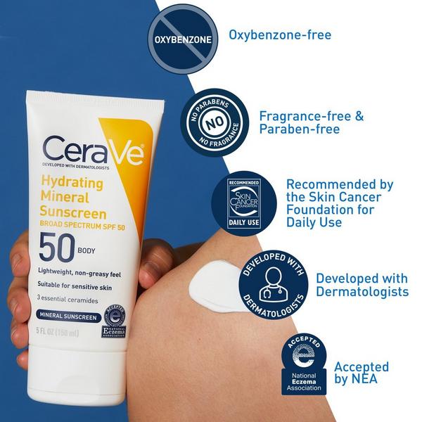 Ulta CeraVe  Hydrating Mineral Sunscreen SPF 50 Body Lotion