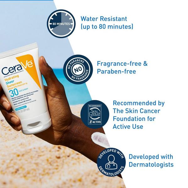 Ulta CeraVe  Hydrating Sheer Sunscreen SPF 30 Face & Body Lotion