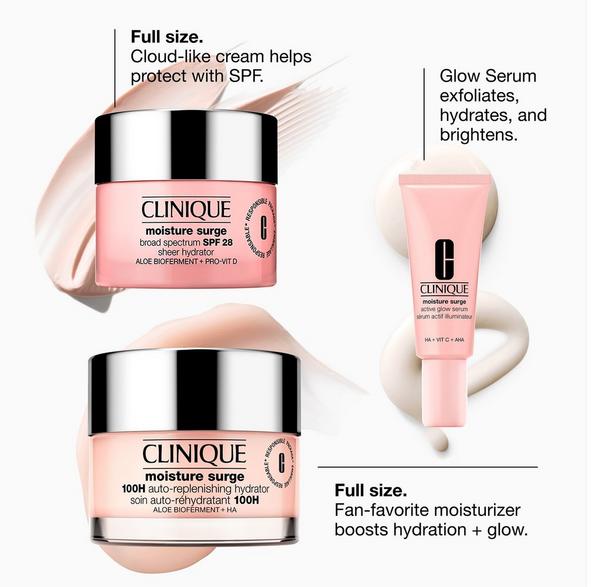 Ulta Clinique  Glow From AM To PM Moisture Surge Skincare Gift Set