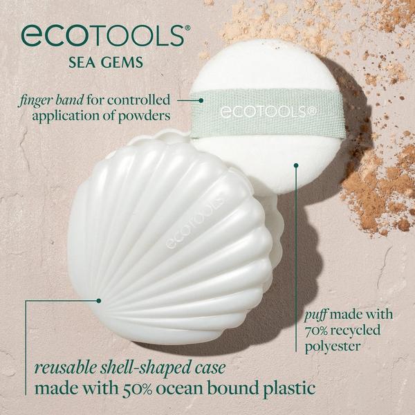 Ulta EcoTools  Sea Gems Pearl Powder Puff + Travel Case