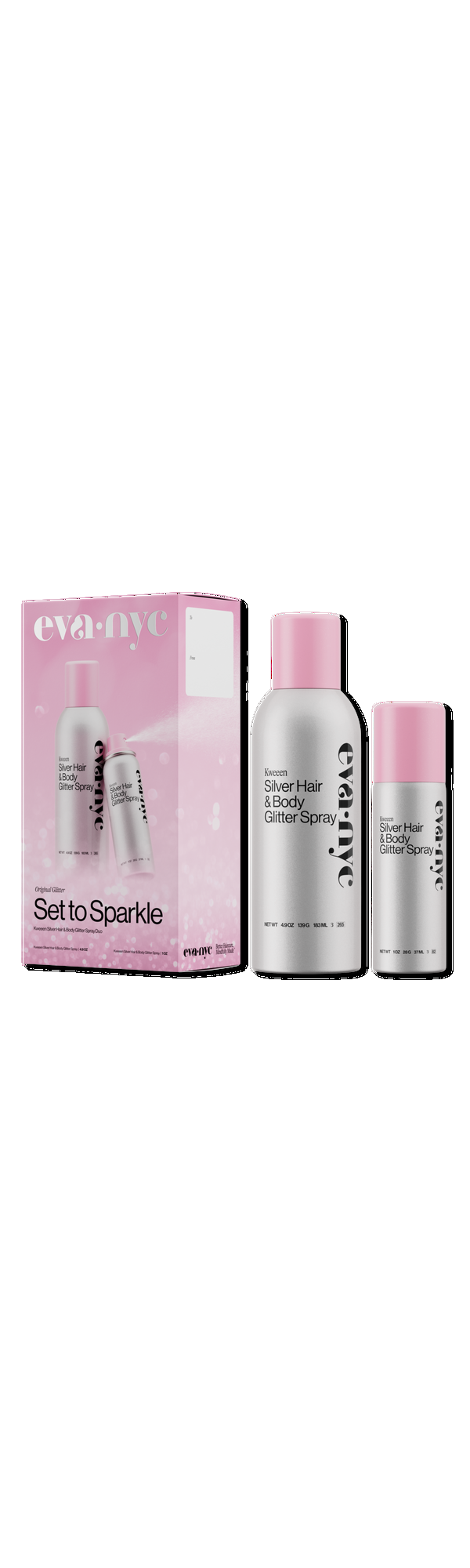 Ulta Eva Nyc  Kweeen Silver Glitter Hair & Body Duo Set