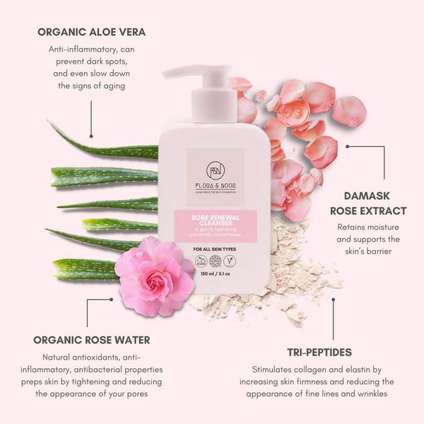 Ulta Flora & Noor  Rose Renewal Tri-Peptide And Ceramide Cleanser