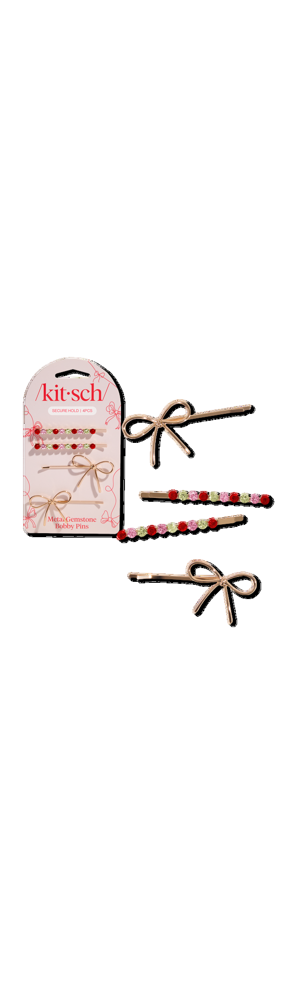 Ulta Kitsch  Metal Gemstone and Bow Bobby Pins 4 Piece Set
