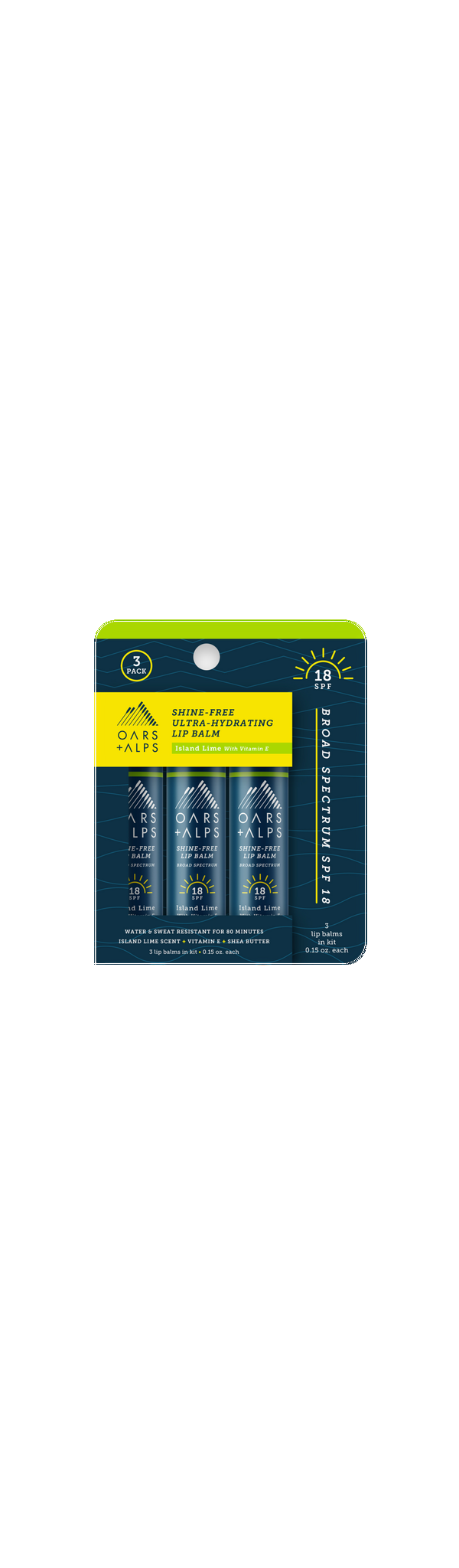 Ulta Oars + Alps  SPF Shine-Free Lip Balm 3-Pack - Island Lime