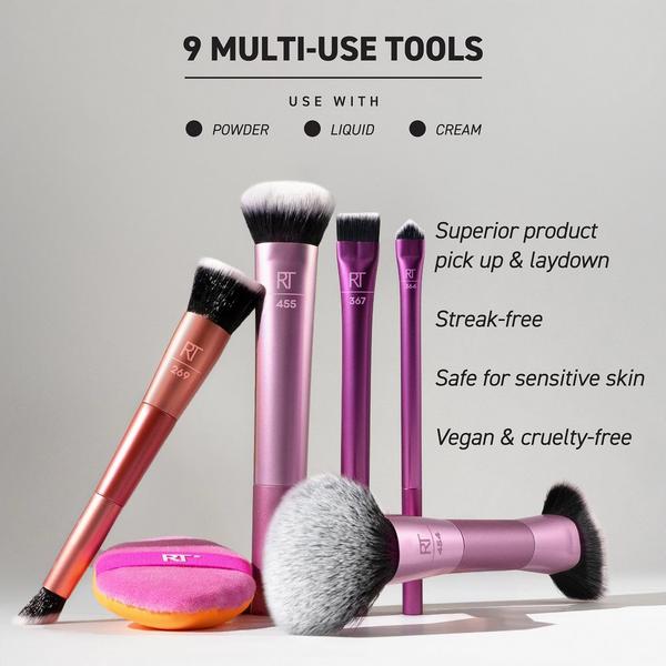 Ulta Real Techniques  Big Blends Energy Brush + Dual-Sided Puff Set