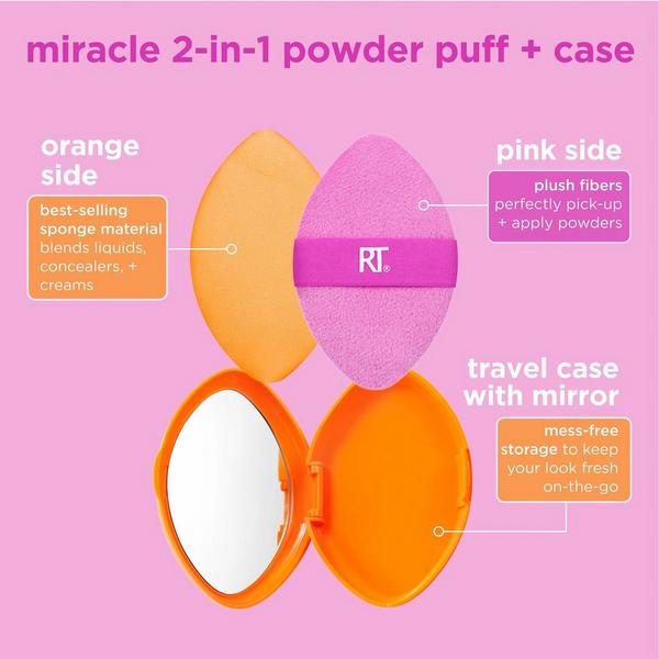 Ulta Real Techniques  Miracle 2-In-1 Dual-Sided Powder Puff + Travel Case