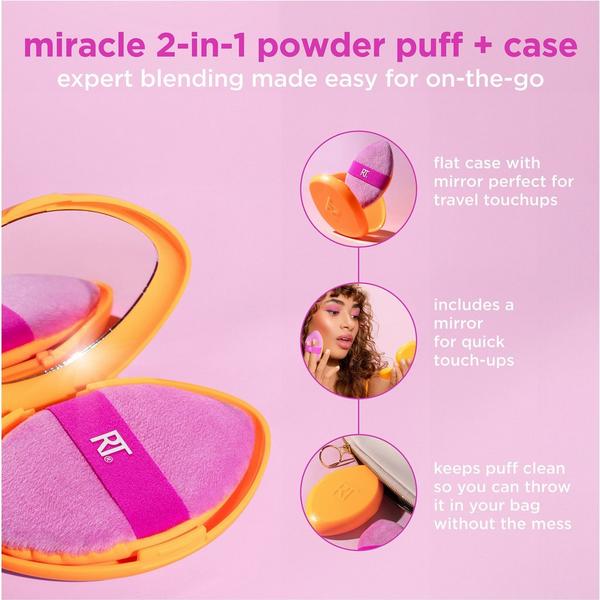 Ulta Real Techniques  Miracle 2-In-1 Dual-Sided Powder Puff + Travel Case