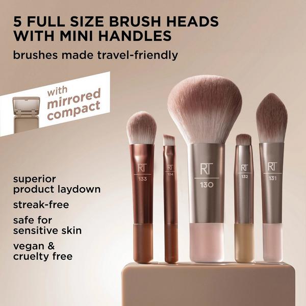 Ulta Real Techniques  New Nudes 2.0 On-The-Glow Mini Brush Set + Mirrored Compact