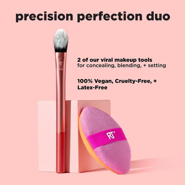 Ulta Real Techniques  Precision Perfection Powder Puff + Makeup Brush Duo