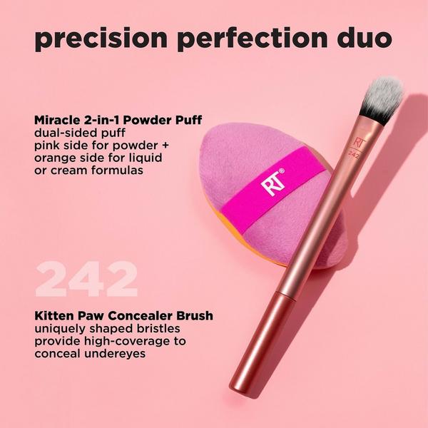 Ulta Real Techniques  Precision Perfection Powder Puff + Makeup Brush Duo