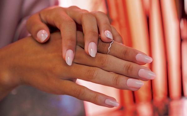 Ulta Red Carpet Manicure  Soft Gel Short Round Light Nude Nail Tips