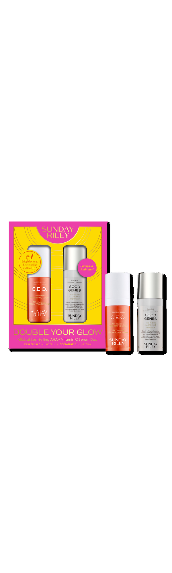 Ulta SUNDAY RILEY  Double Your Glow AHA + Vitamin C Serum Duo