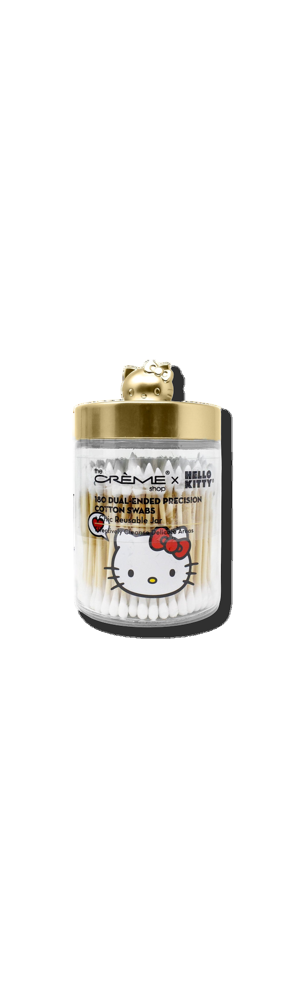 Ulta The Crème Shop  Hello Kitty Chic Reusable Jar with Cotton Swabs - Matte Gold