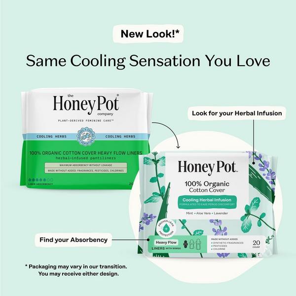 Ulta The Honey Pot Company  Herbal Heavy Flow Pantiliners With Wings
