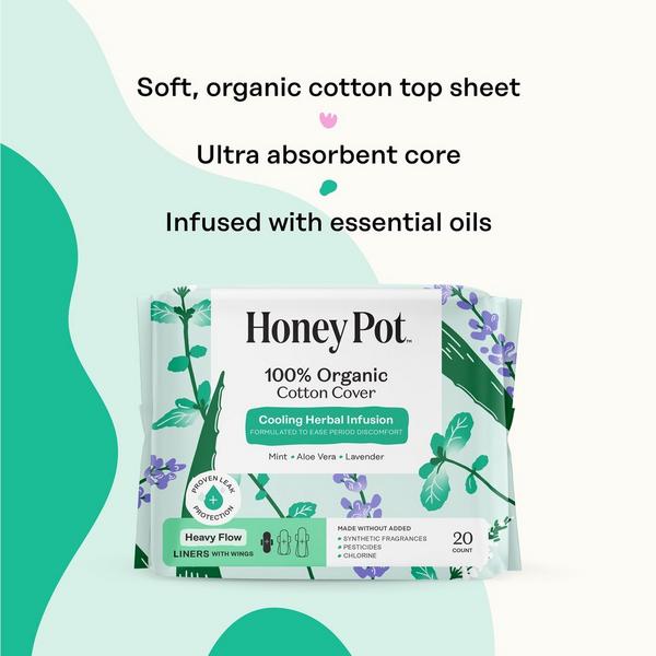 Ulta The Honey Pot Company  Herbal Heavy Flow Pantiliners With Wings