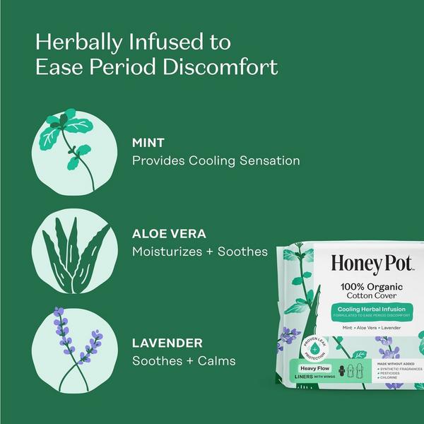 Ulta The Honey Pot Company  Herbal Heavy Flow Pantiliners With Wings