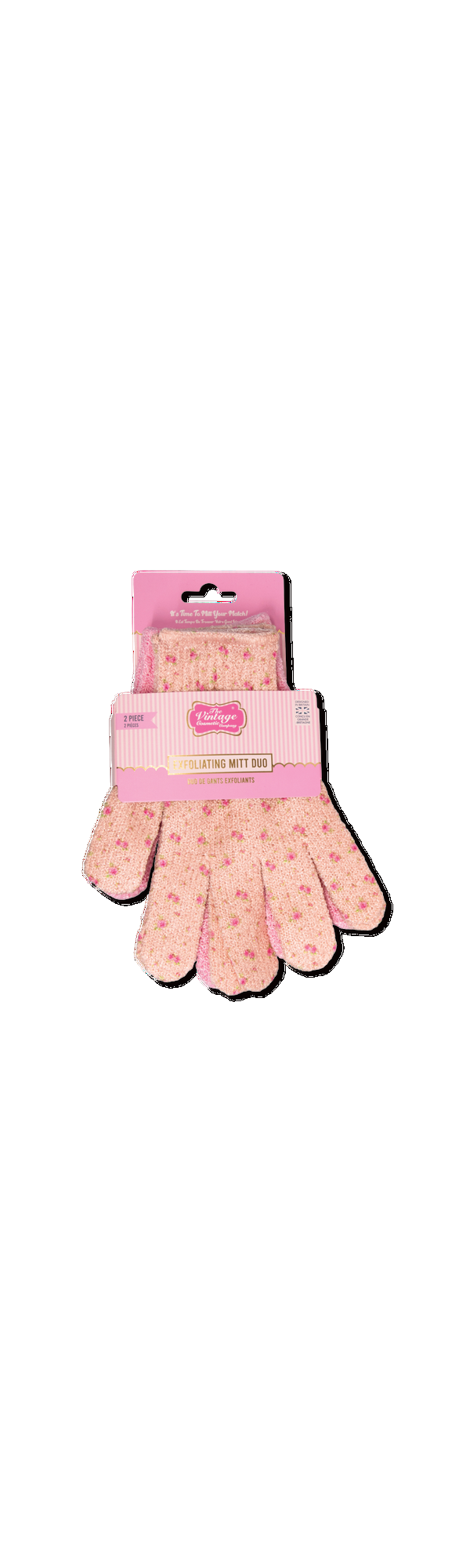 Ulta The Vintage Cosmetic Company  Ditsy Rose Print Exfoliating Bath & Shower Gloves Duo Set