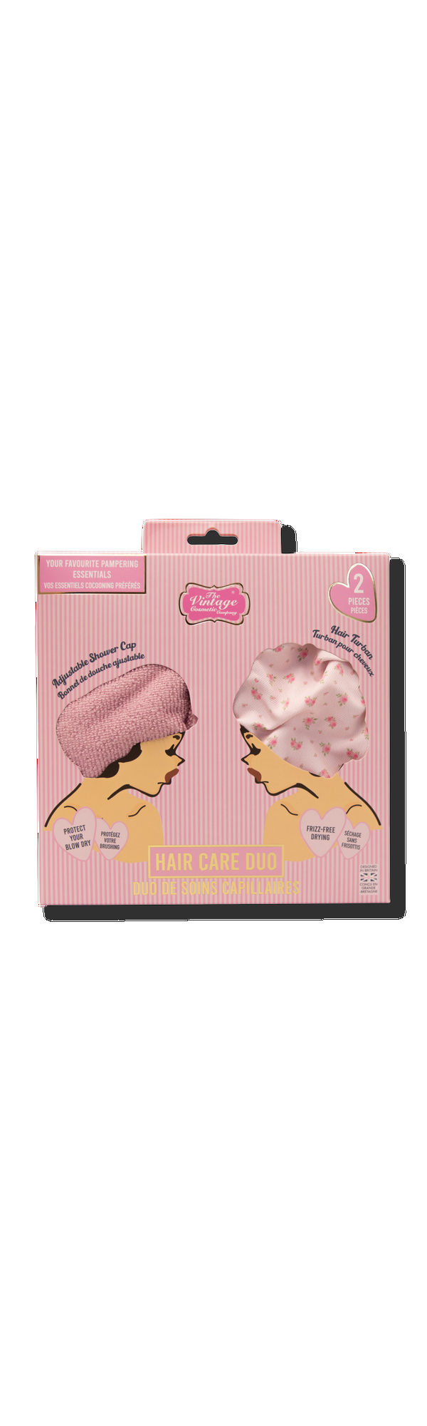 Ulta The Vintage Cosmetic Company  Ditsy Rose Printed Reusable Shower Cap & Hair Towel Set