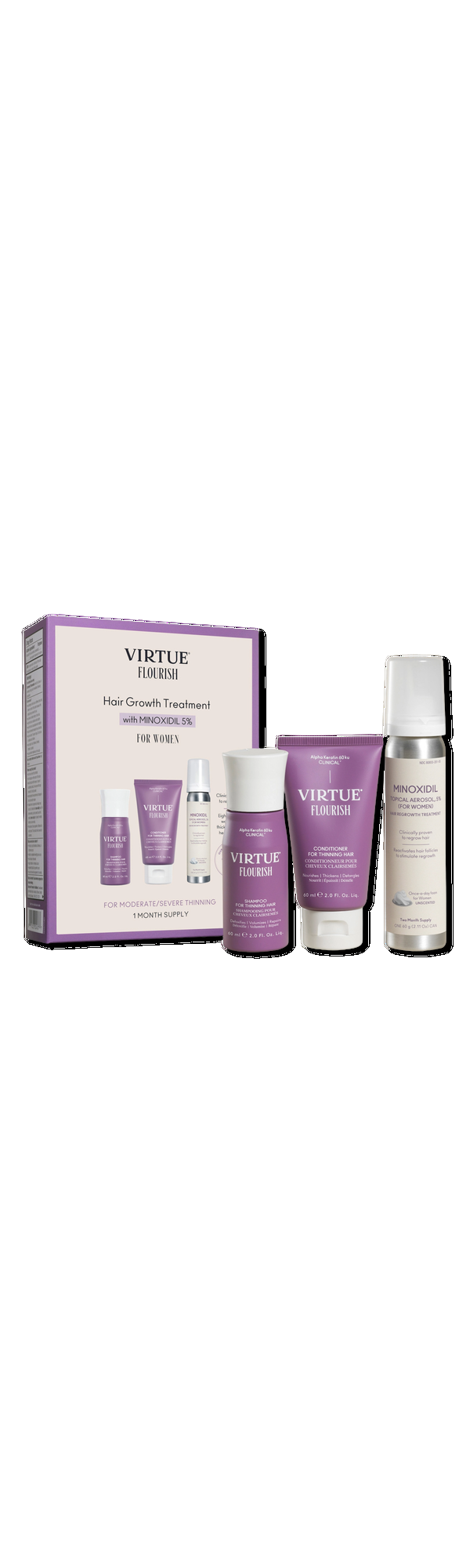 Ulta Virtue  Flourish Hair Growth Treatment Kit with Minoxidil 1 Month Kit