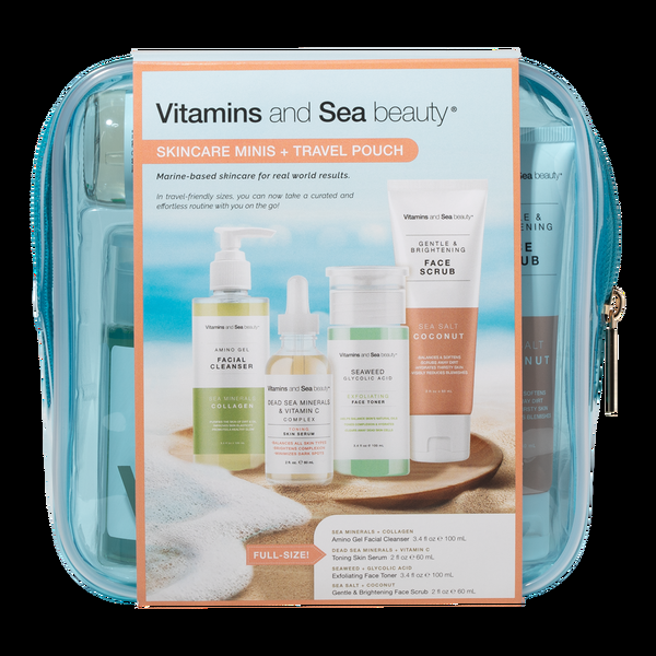 Ulta Vitamins And Sea Beauty  Skincare Minis + Travel Pouch